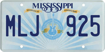 MS license plate MLJ925