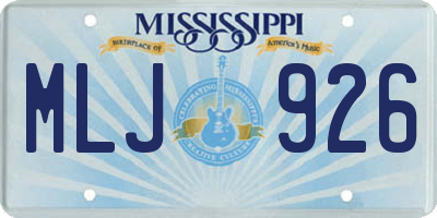 MS license plate MLJ926