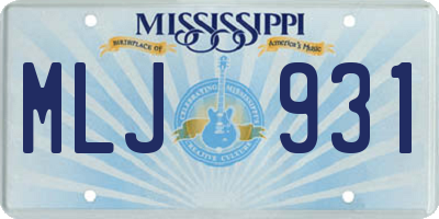 MS license plate MLJ931