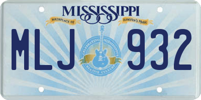 MS license plate MLJ932
