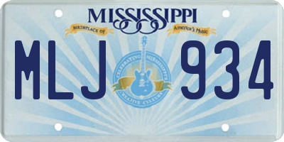 MS license plate MLJ934
