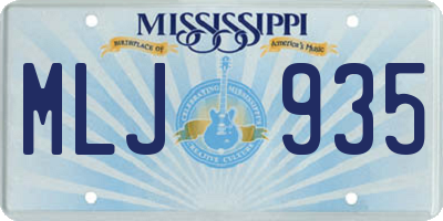 MS license plate MLJ935