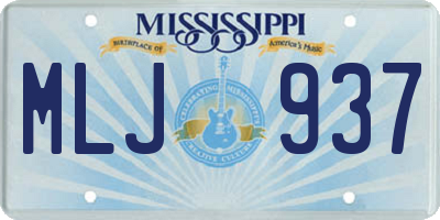MS license plate MLJ937