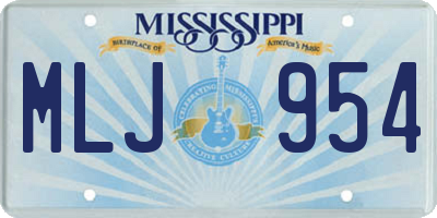 MS license plate MLJ954