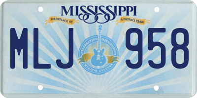 MS license plate MLJ958