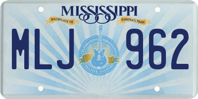 MS license plate MLJ962