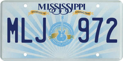 MS license plate MLJ972