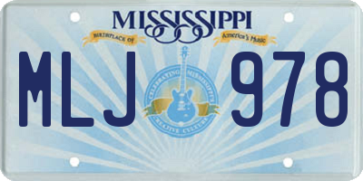 MS license plate MLJ978