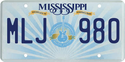 MS license plate MLJ980