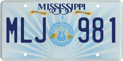 MS license plate MLJ981