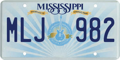 MS license plate MLJ982