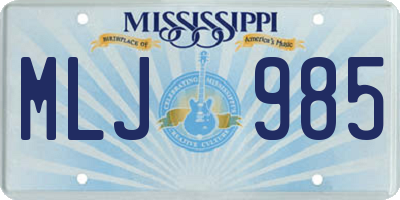 MS license plate MLJ985