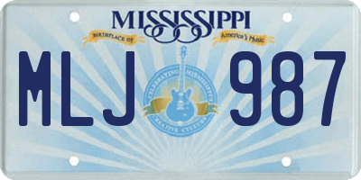 MS license plate MLJ987