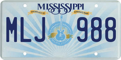 MS license plate MLJ988