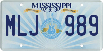MS license plate MLJ989