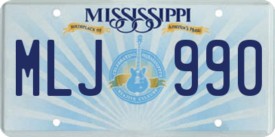 MS license plate MLJ990