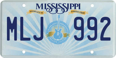 MS license plate MLJ992