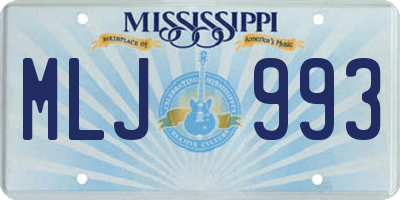 MS license plate MLJ993