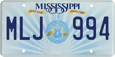 MS license plate MLJ994