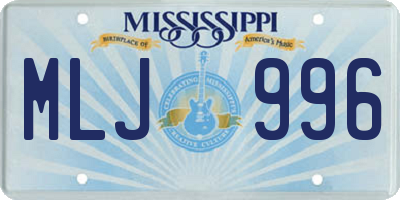 MS license plate MLJ996