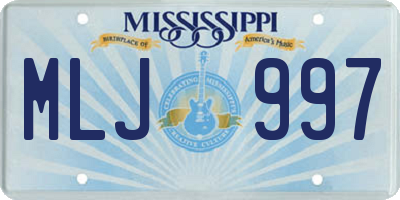 MS license plate MLJ997