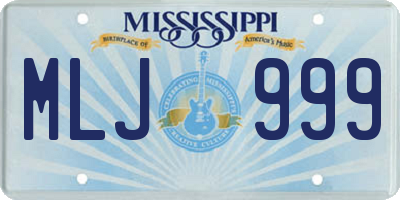 MS license plate MLJ999