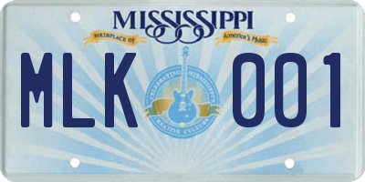 MS license plate MLK001