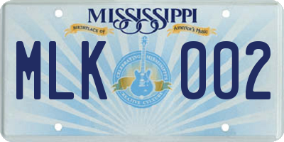 MS license plate MLK002