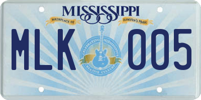 MS license plate MLK005
