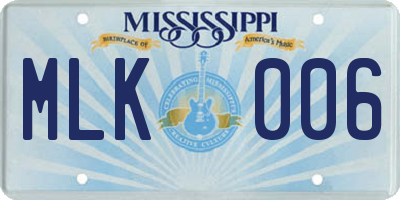 MS license plate MLK006