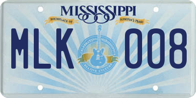 MS license plate MLK008