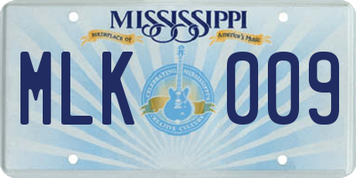 MS license plate MLK009