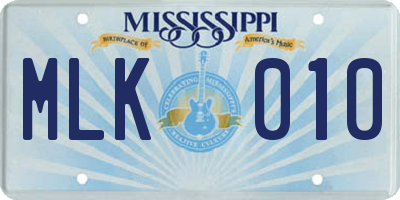 MS license plate MLK010