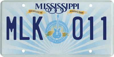 MS license plate MLK011