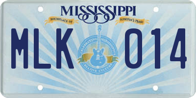 MS license plate MLK014