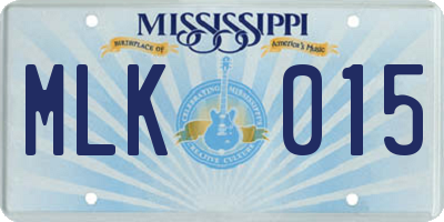 MS license plate MLK015