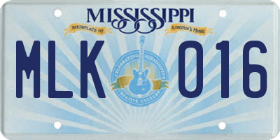 MS license plate MLK016