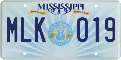 MS license plate MLK019