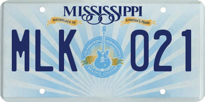 MS license plate MLK021