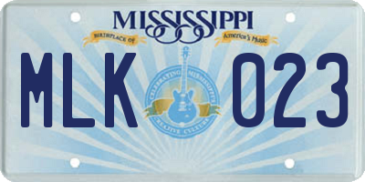 MS license plate MLK023