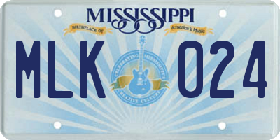 MS license plate MLK024