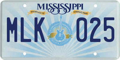 MS license plate MLK025