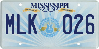 MS license plate MLK026