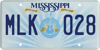 MS license plate MLK028