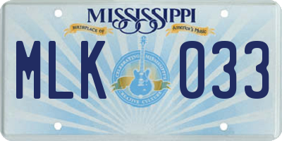 MS license plate MLK033