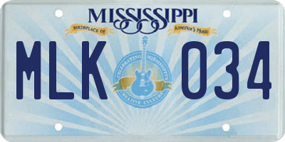 MS license plate MLK034
