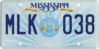 MS license plate MLK038