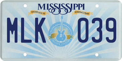 MS license plate MLK039