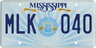 MS license plate MLK040