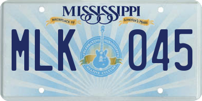 MS license plate MLK045